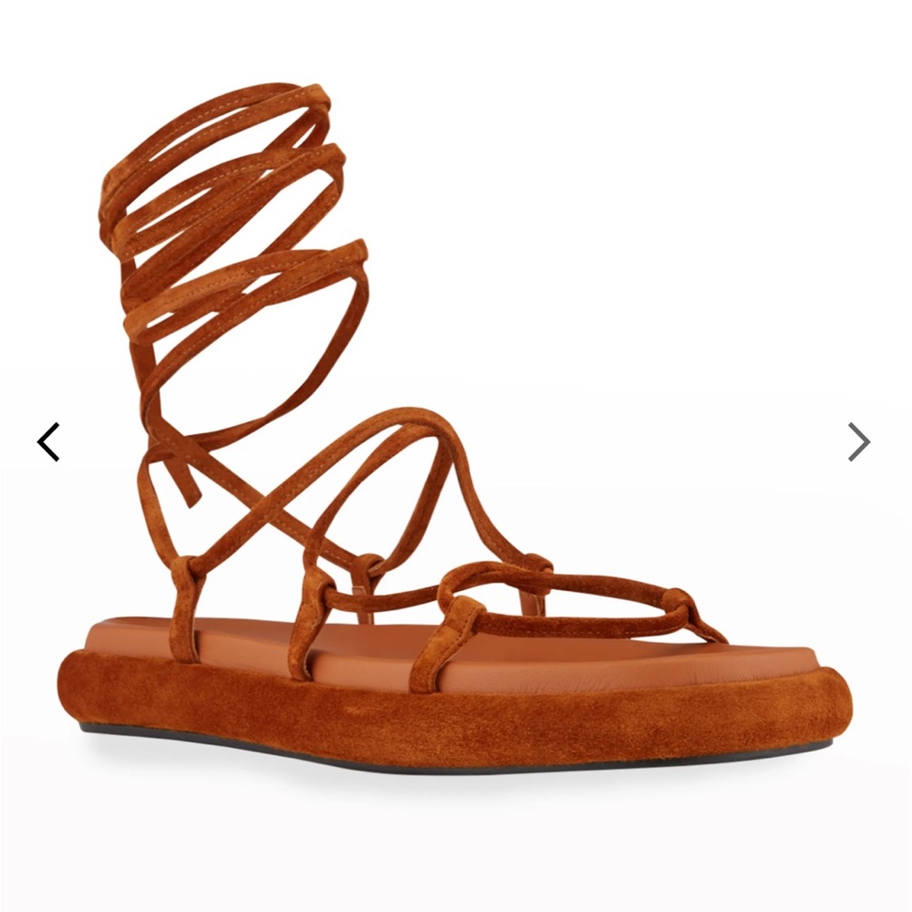 Khaite Alba Suede Ankle-Tie Gladiator Sandals